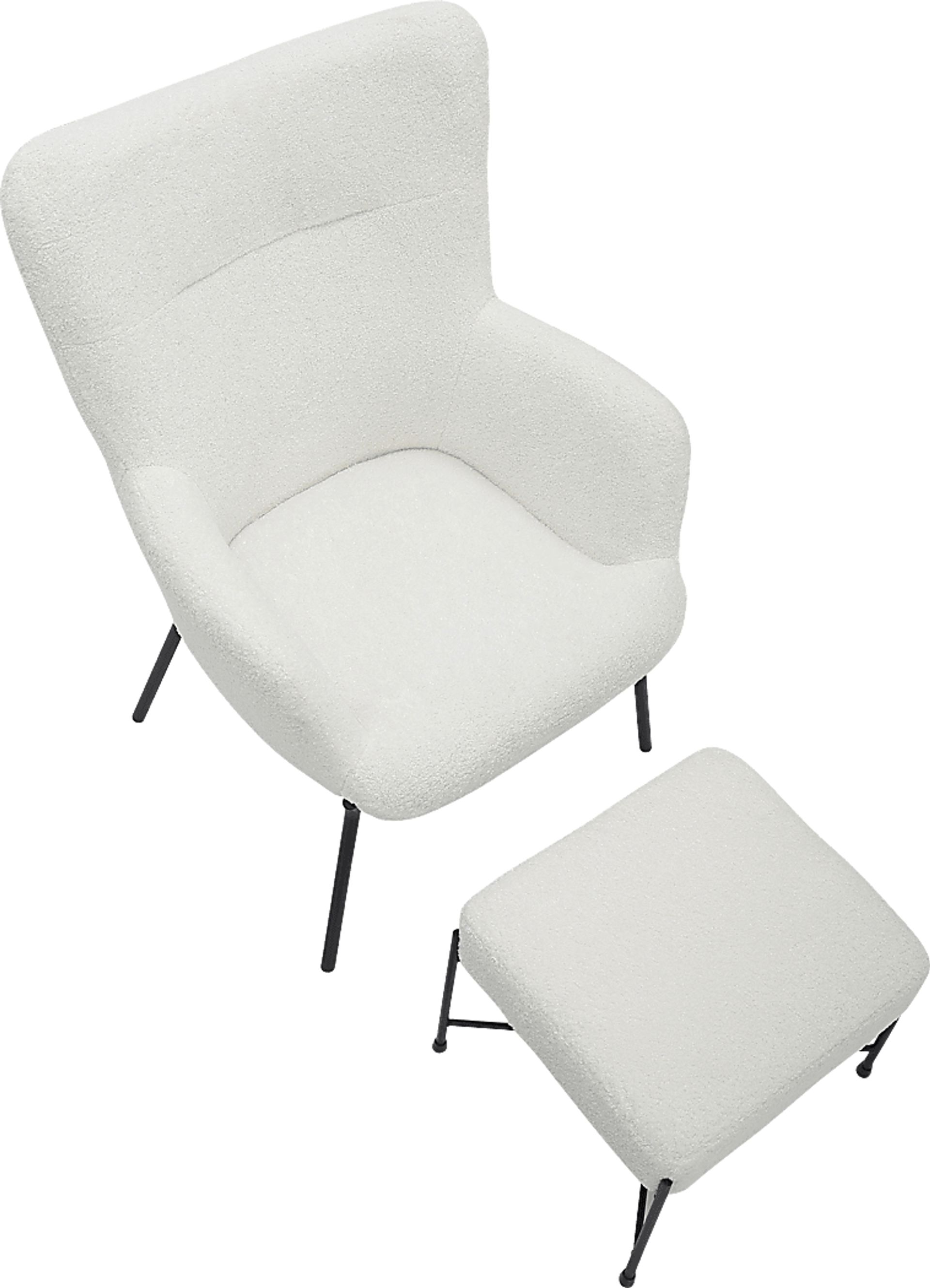 Morlaix White Accent Chair With Ottoman - Image 5