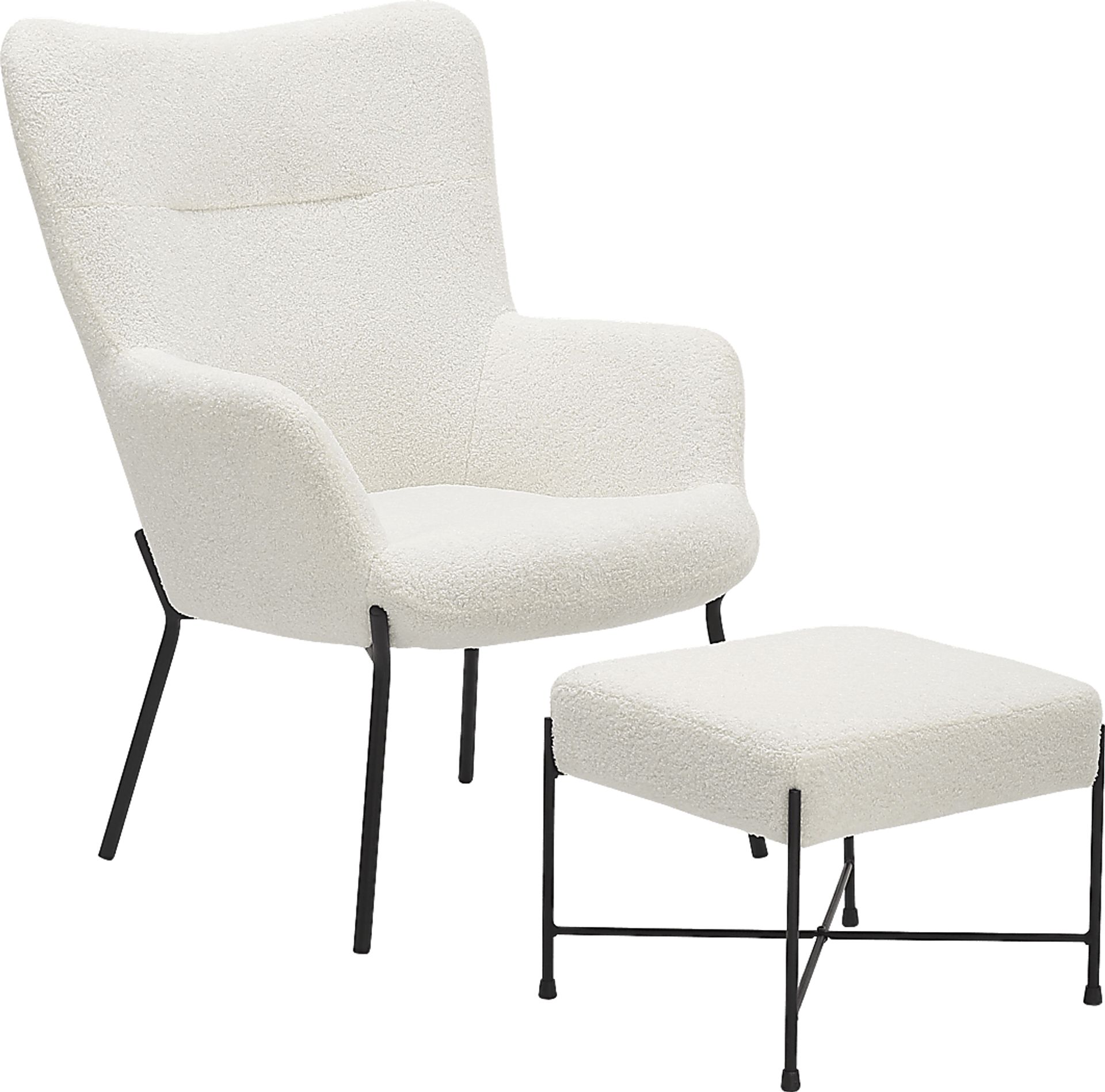 Morlaix White Accent Chair With Ottoman - Image 1