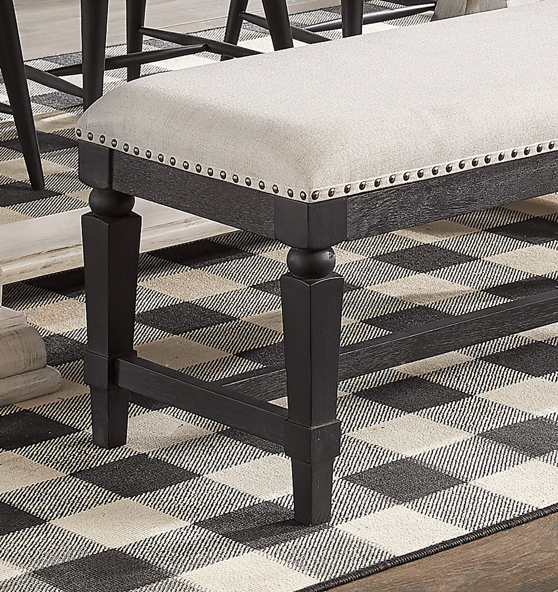 Morlan Road Black Upholstered Dining Bench - Image 3