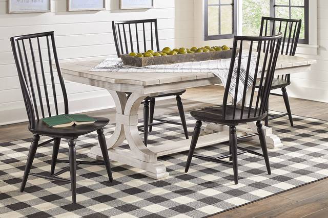 Morlan Road White 5 Pc Dining Room with Black Side Chairs - Thumbnail - Image 1