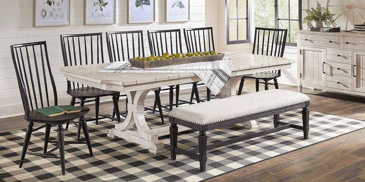 Morlan Road White 8 Pc Dining Room With Bench