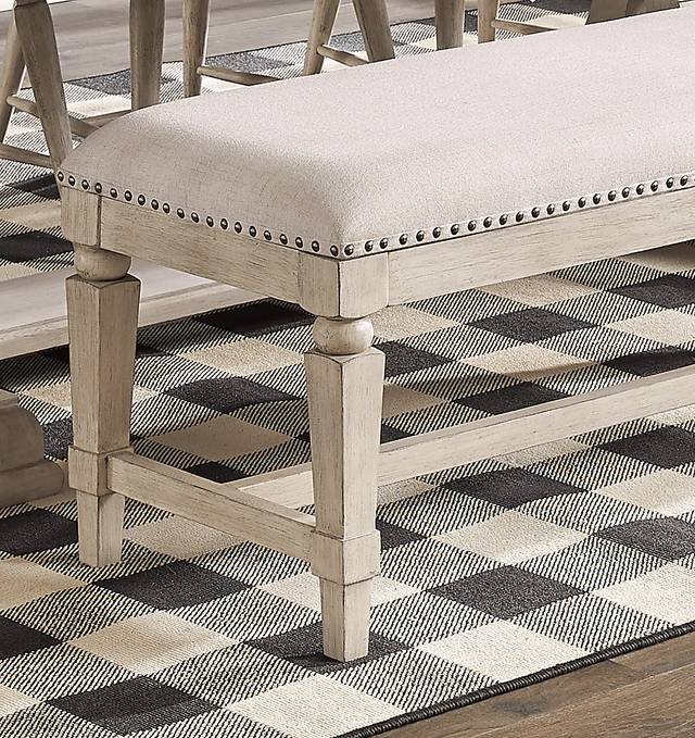Morlan Road White Upholstered Dining Bench - Thumbnail - Image 3