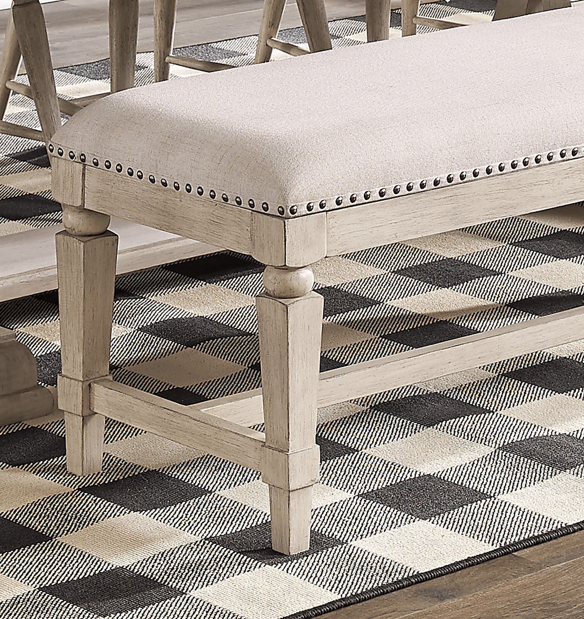 Morlan Road White Upholstered Dining Bench - Image 3