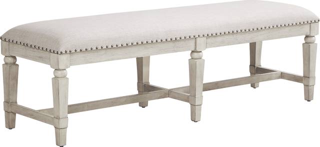 Morlan Road White Upholstered Dining Bench - Thumbnail - Image 1