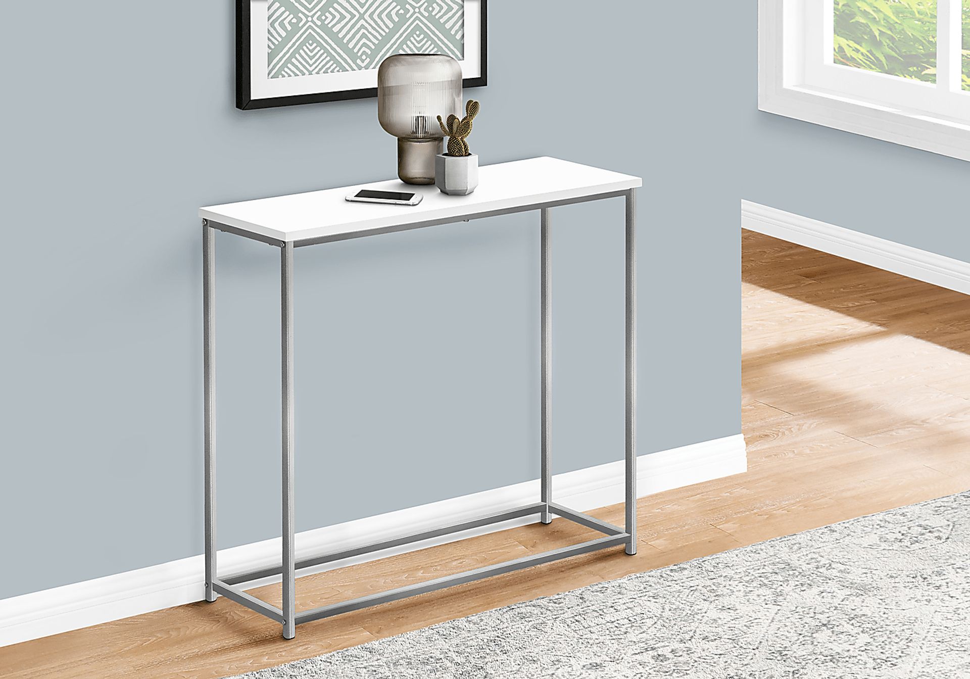 Mornay White Chrome Sofa Table - Image 2
