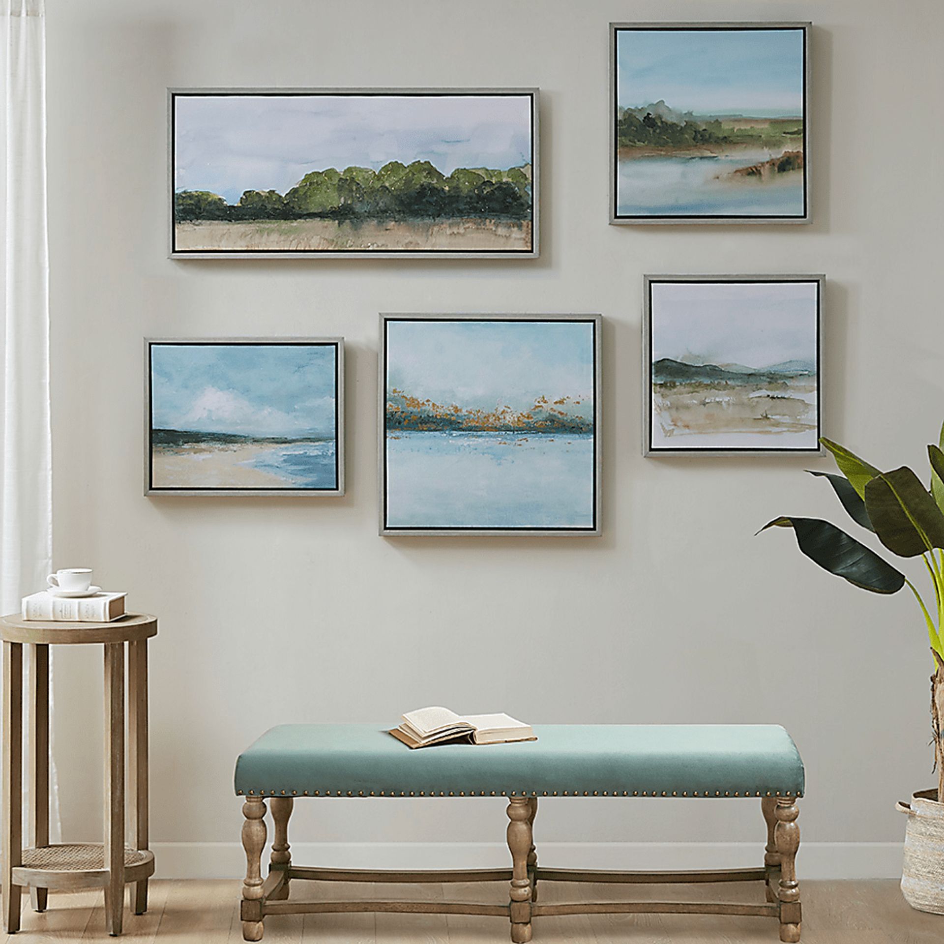 Morning Landscape Gray Artwork, Set of 5 - Image 2