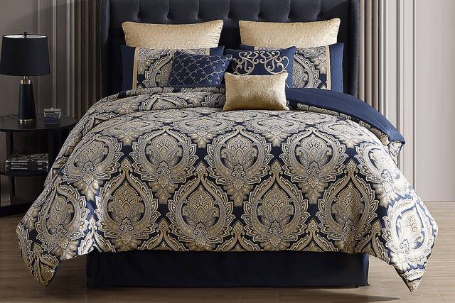 Morputh Navy 9 Pc Queen Comforter Set - Thumbnail - Image 2