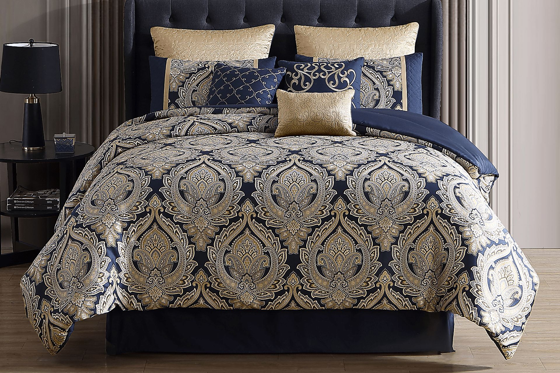 Morputh Navy 9 Pc Queen Comforter Set - Image 2