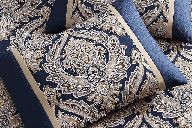 Morputh Navy 9 Pc Queen Comforter Set - Thumbnail - Image 4