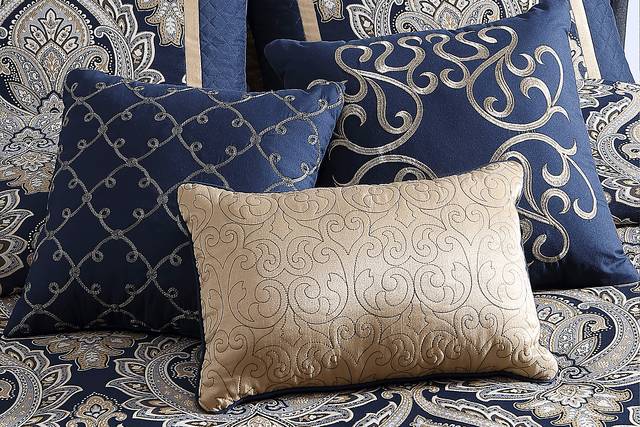 Morputh Navy 9 Pc Queen Comforter Set - Thumbnail - Image 6