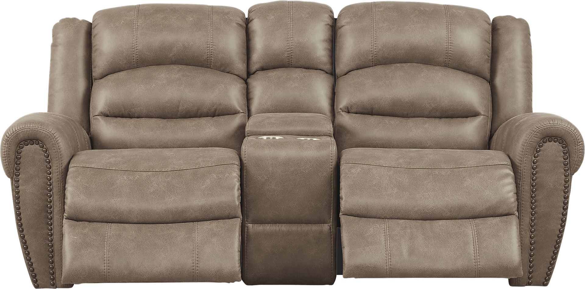 Morristown Taupe Reclining Console Loveseat - Image 2