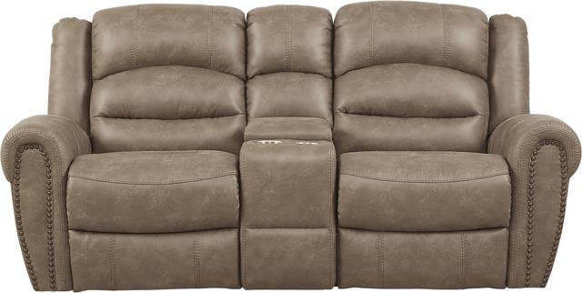 Morristown Taupe Reclining Console Loveseat - Thumbnail - Image 1