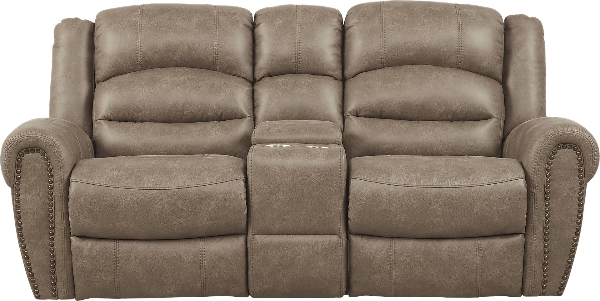 Morristown Taupe Reclining Console Loveseat - Image 1