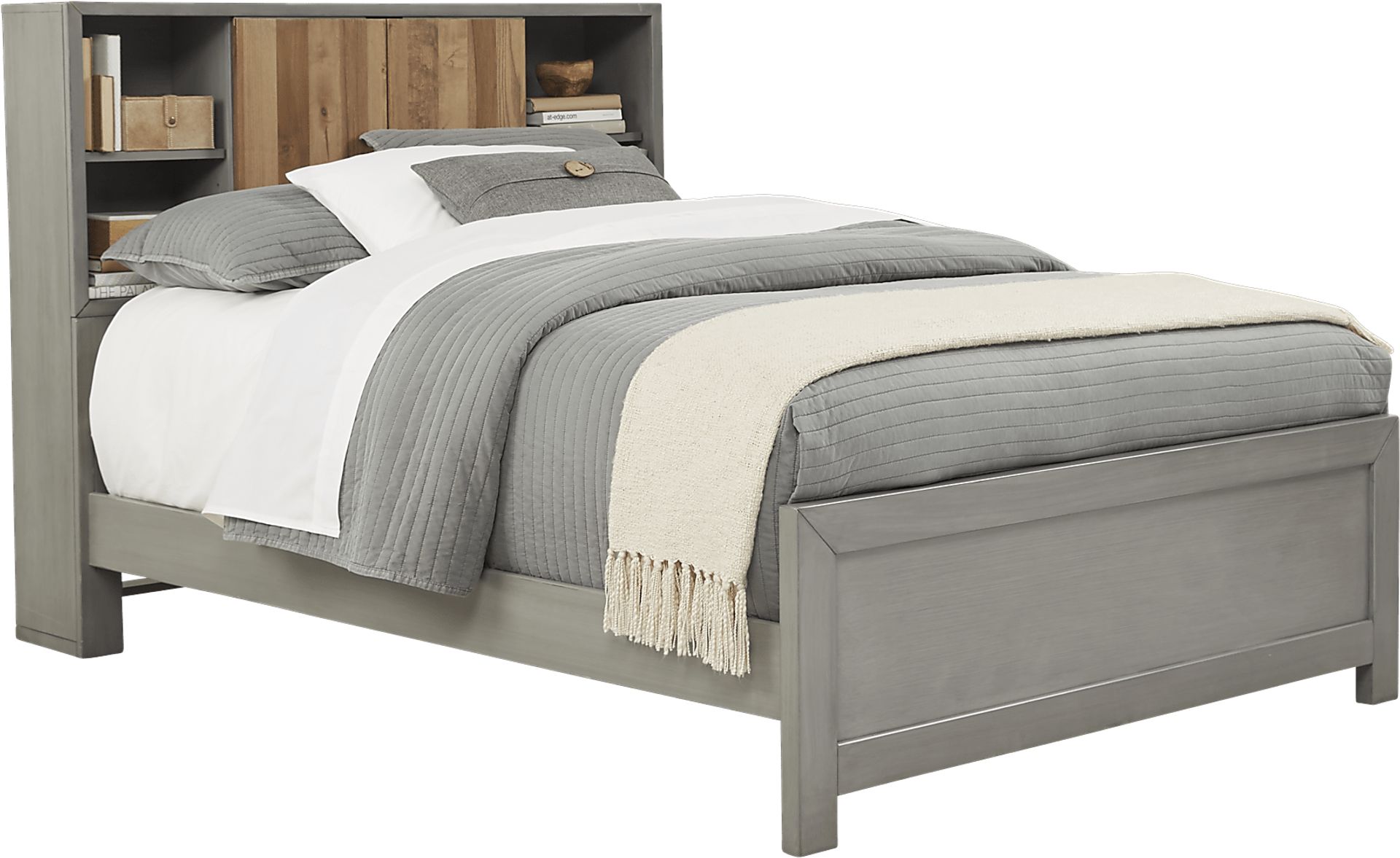 Kids Moss Creek Jr. Gray 3 Pc Full Bookcase Bed - Image 1