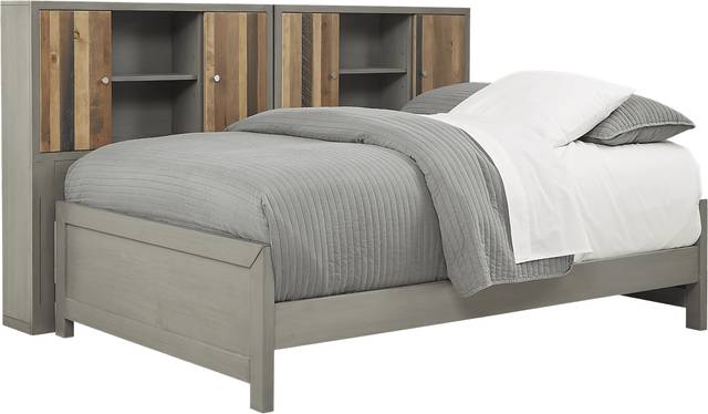 Kids Moss Creek Jr. Gray 5 Pc Full Bookcase Wall Bed - Thumbnail - Image 1