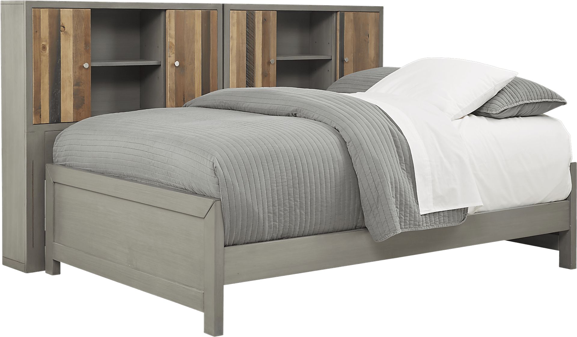 Kids Moss Creek Jr. Gray 5 Pc Full Bookcase Wall Bed - Image 1