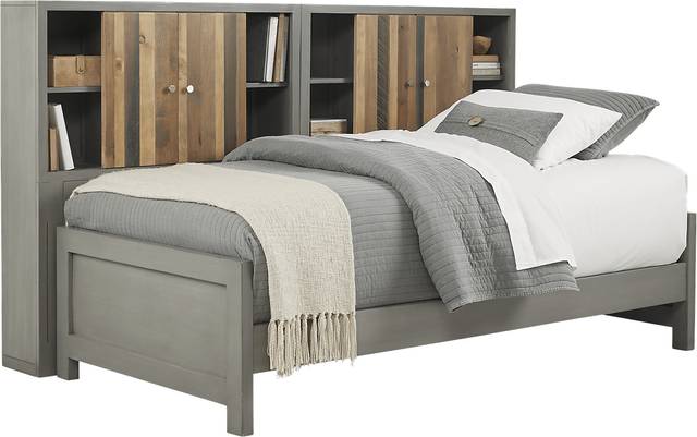 Kids Moss Creek Jr. Gray 5 Pc Twin Bookcase Wall Bed - Thumbnail - Image 1