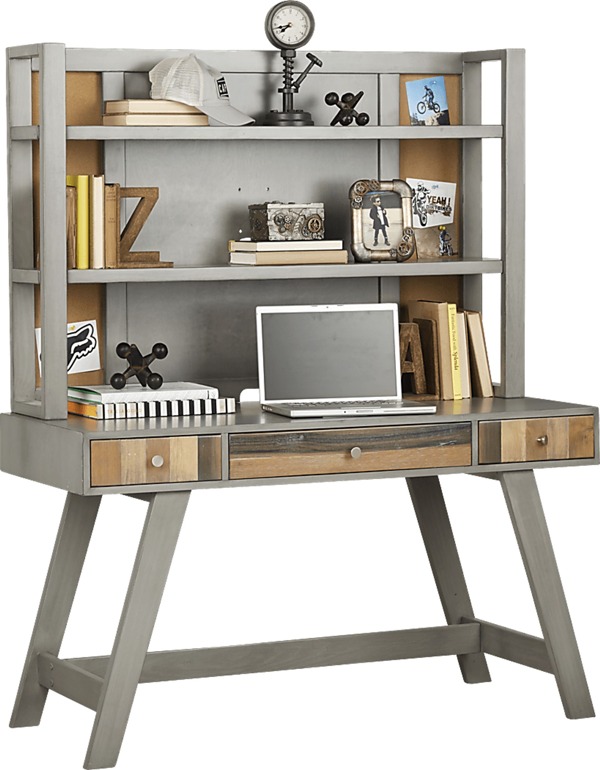 Kids Moss Creek Jr. Gray Desk & Hutch - Image 2