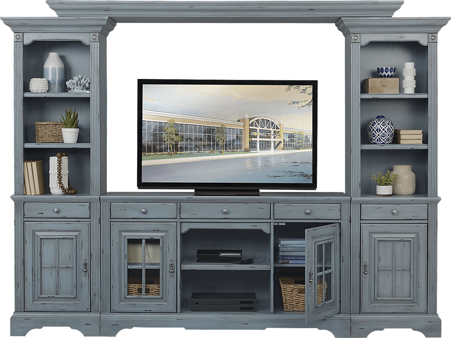 Mountain Bluff II Blue 4 Pc Wall Unit - Image 2