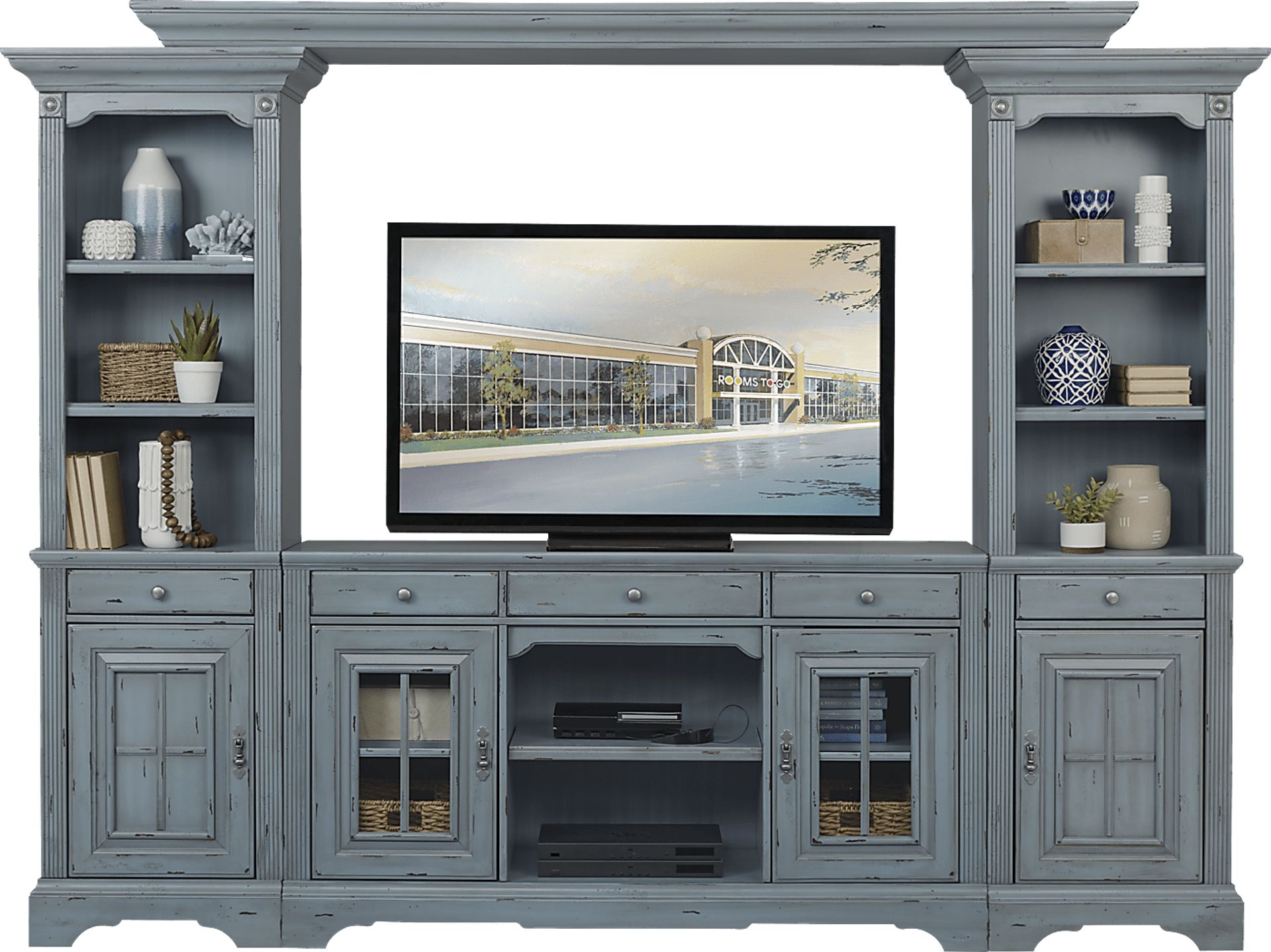 Mountain Bluff II Blue 4 Pc Wall Unit - Image 1