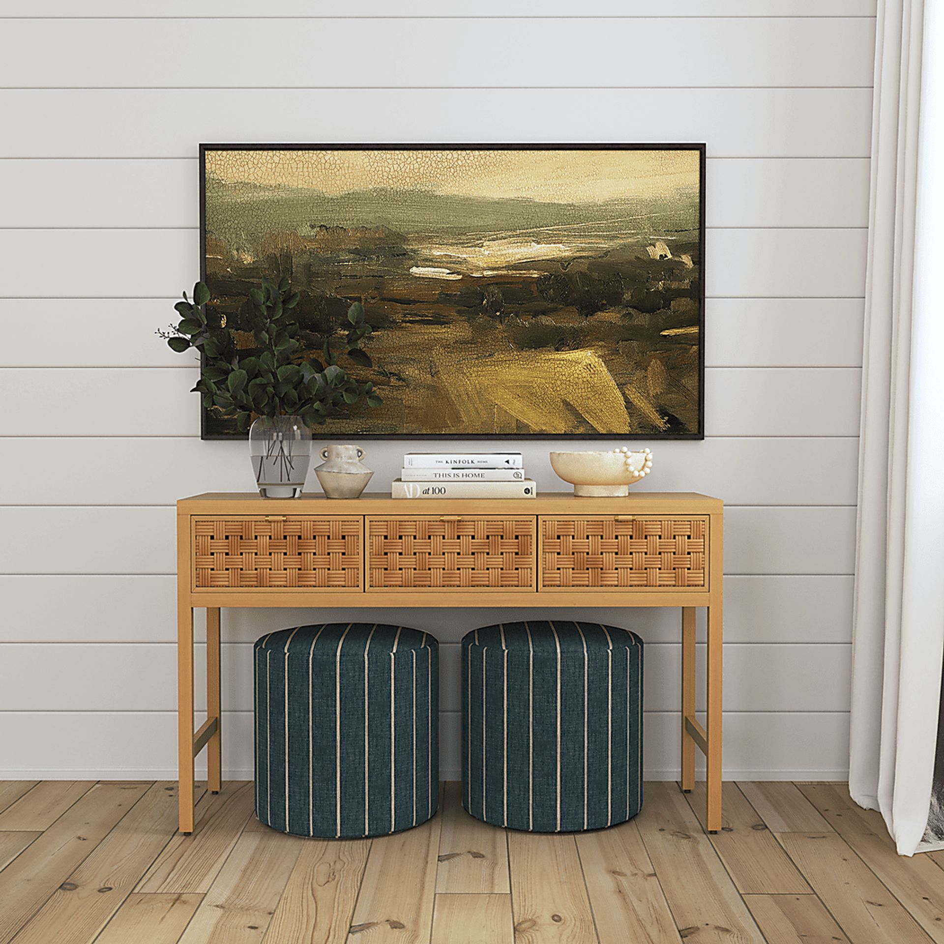 Moyle Dark Blue Ottoman - Image 4