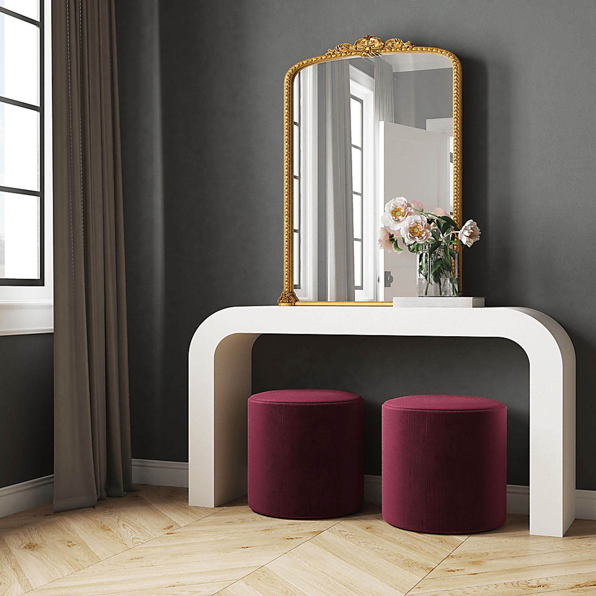 Moyle Red Ottoman - Image 5