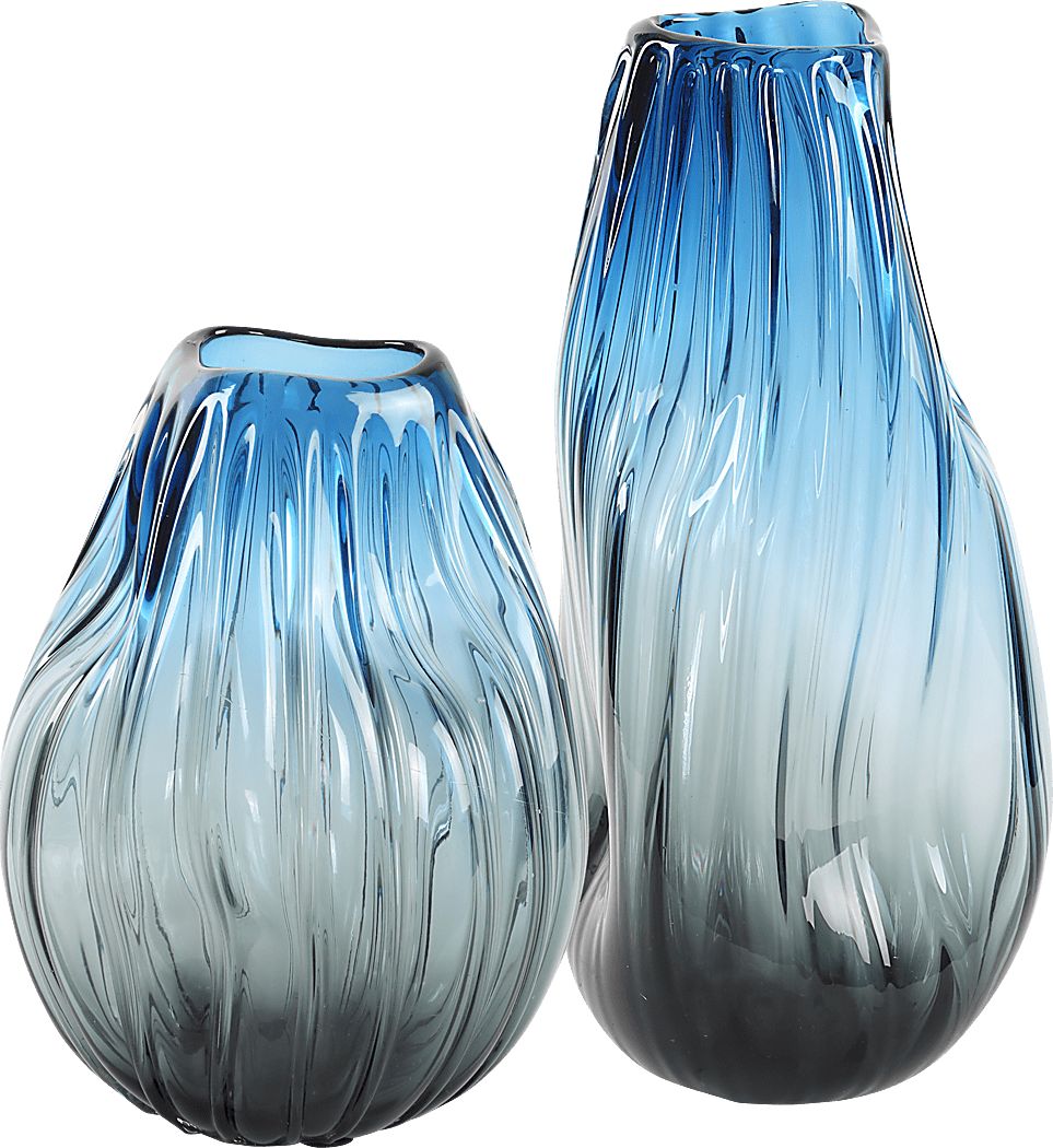 Mukuta Blue Vase, Set of 2