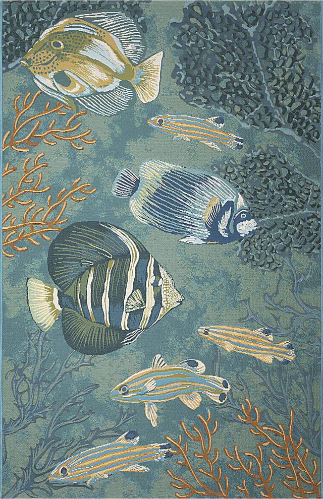 Mulrock Aqua 7'10 x 9'10 Indoor/Outdoor Rug - Thumbnail - Image 1
