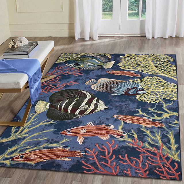 Mulrock Navy 6'8 x 9'4 Indoor/Outdoor Rug - Thumbnail - Image 2