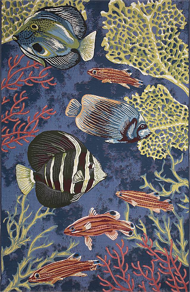 Mulrock Navy 6'8 x 9'4 Indoor/Outdoor Rug - Thumbnail - Image 1