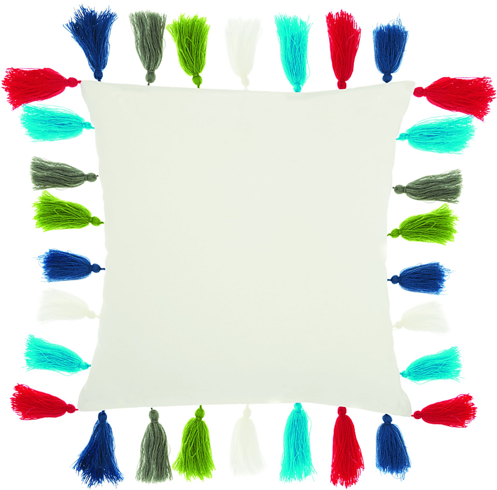 Kids Multi-Tassel White Accent Pillow - Image 1