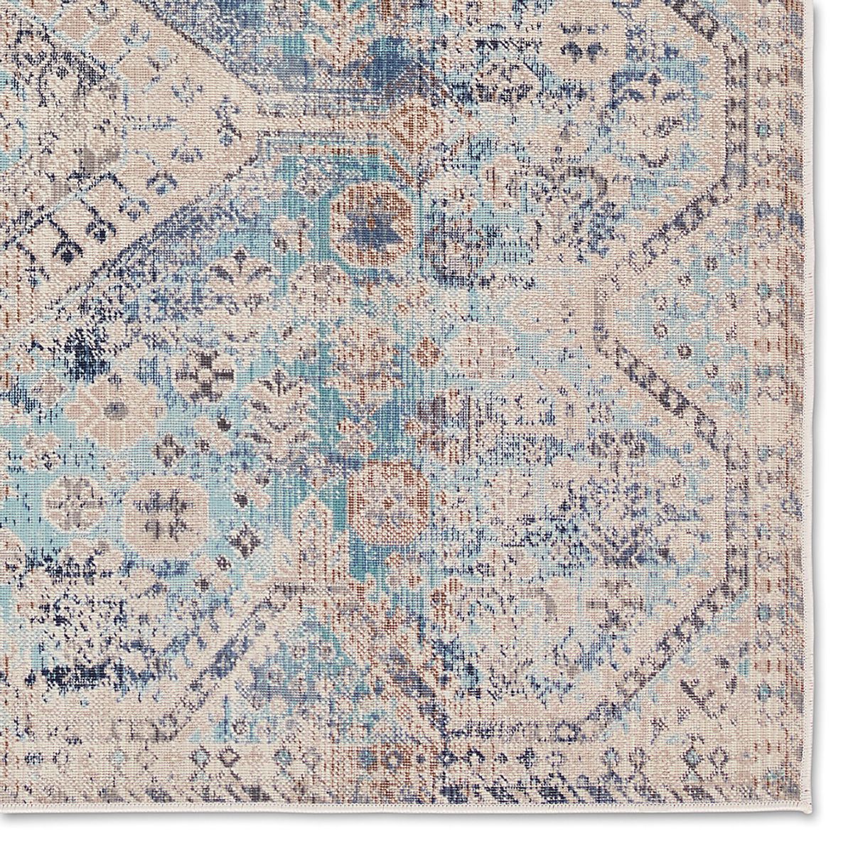Mumbai Aqua Blue Polypropylene Fabric Outdoor Rug | Rooms to Go