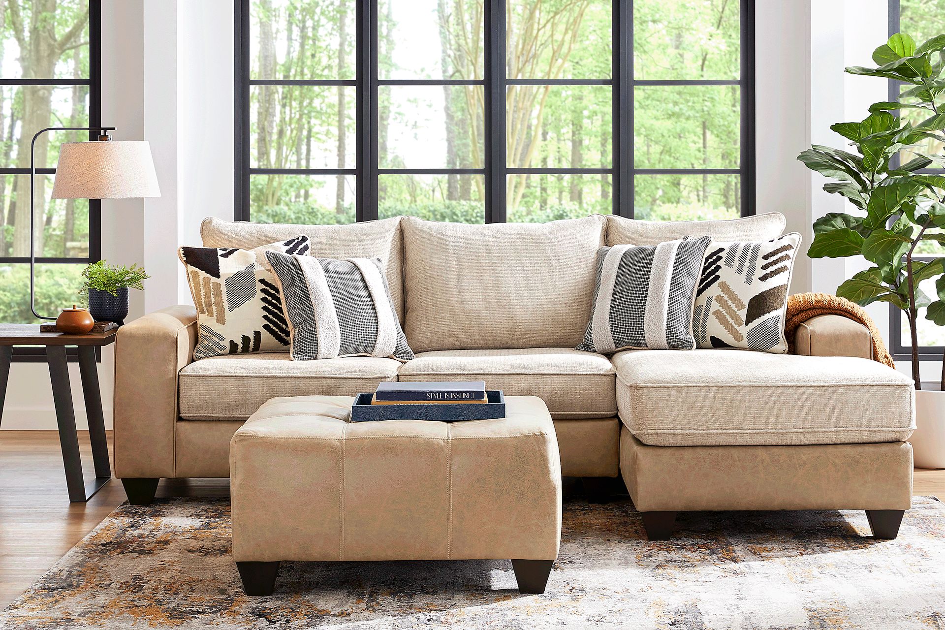 Murphy Beige 5 Pc Sectional Living Room - Image 1