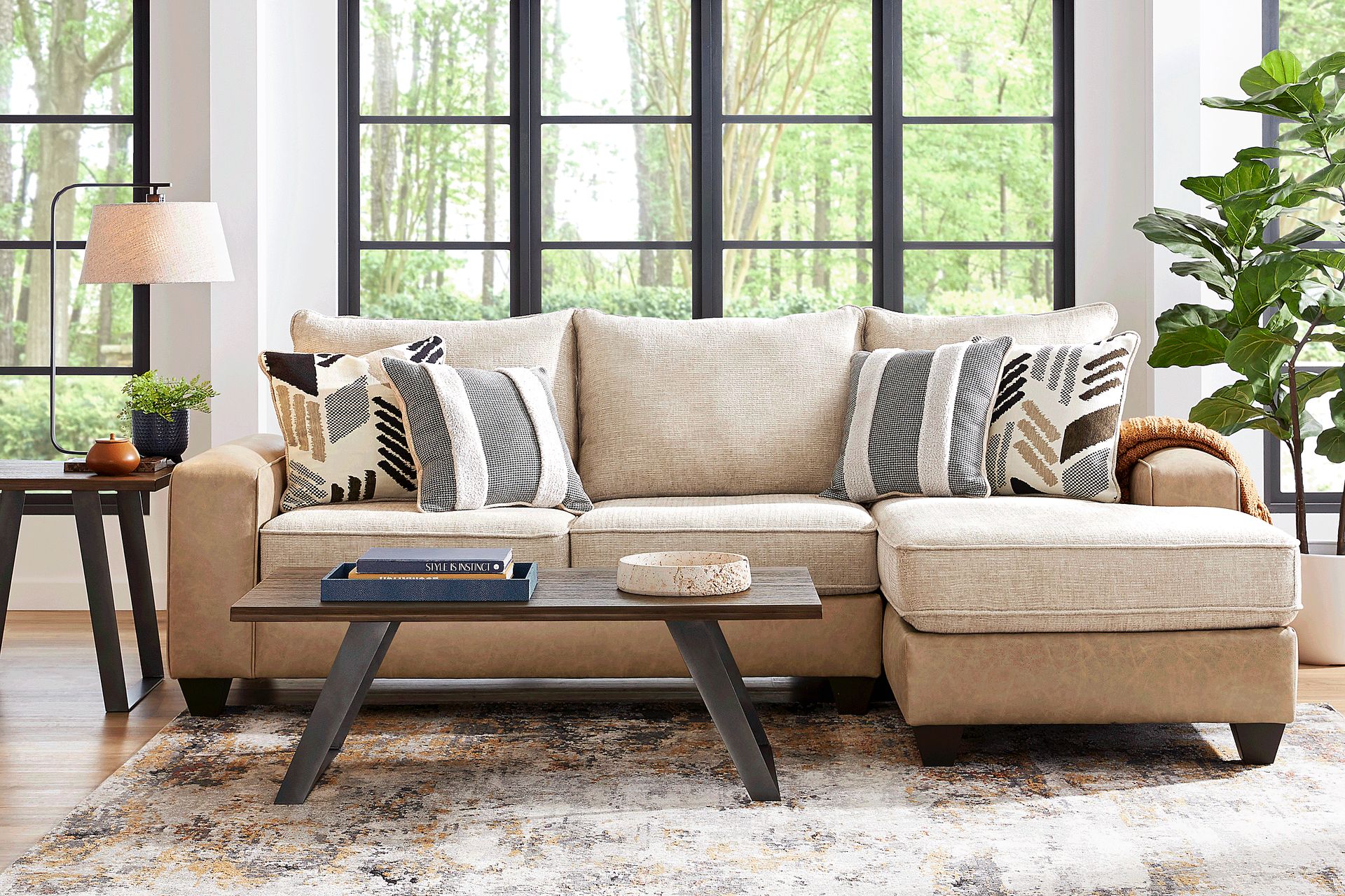 Murphy Beige 5 Pc Sectional Living Room - Image 1