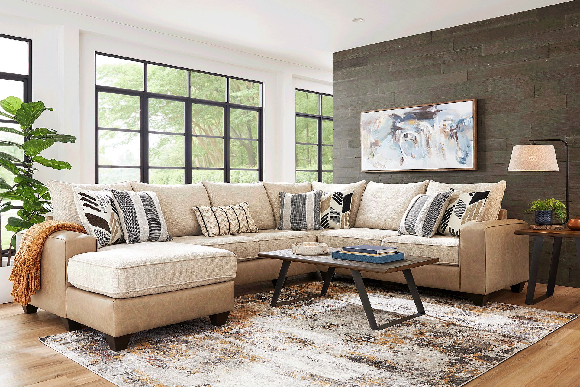 Murphy Beige 6 Pc Sectional Living Room - Image 1
