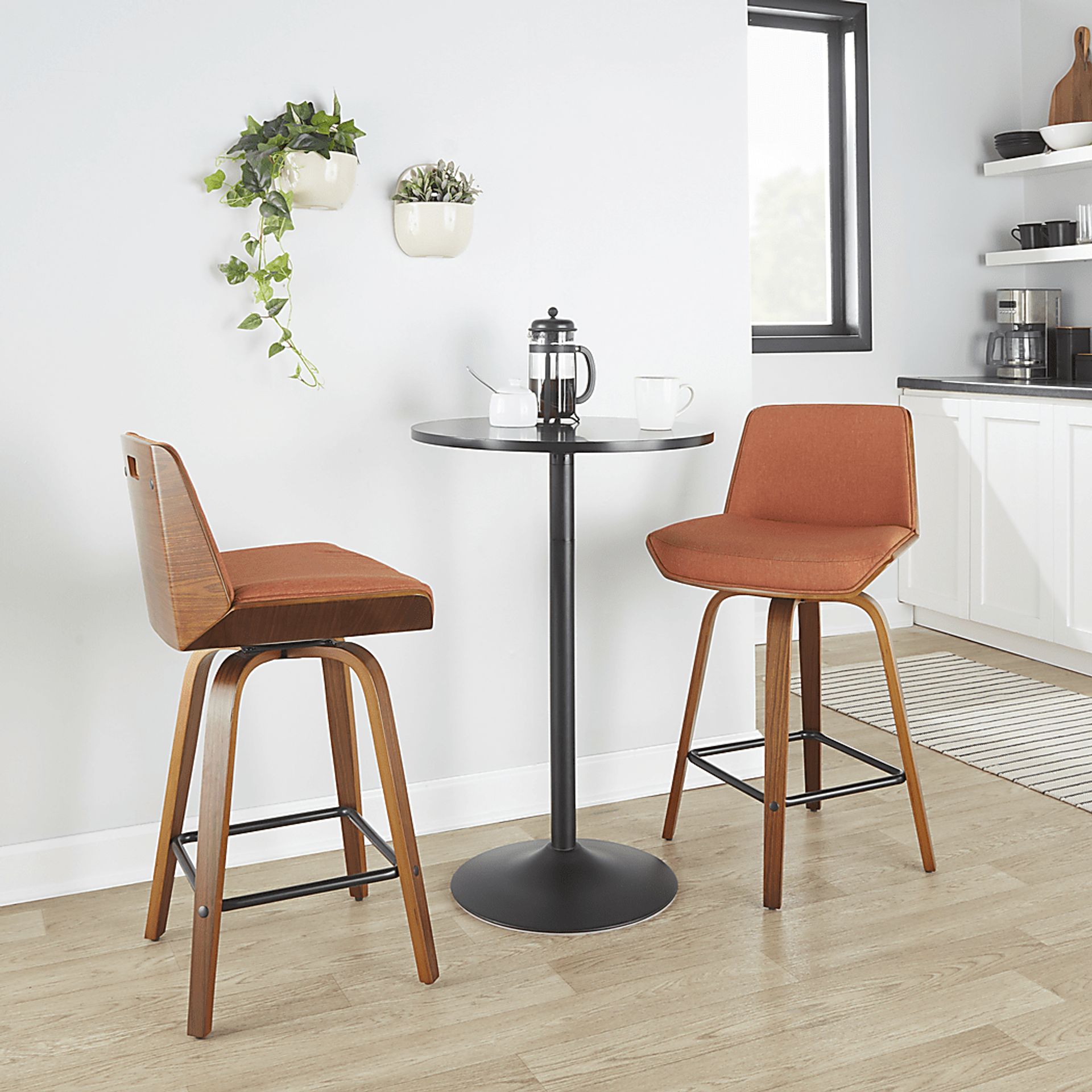 Murpolk Orange Swivel Counter Height Stool, Set of 2 - Image 3