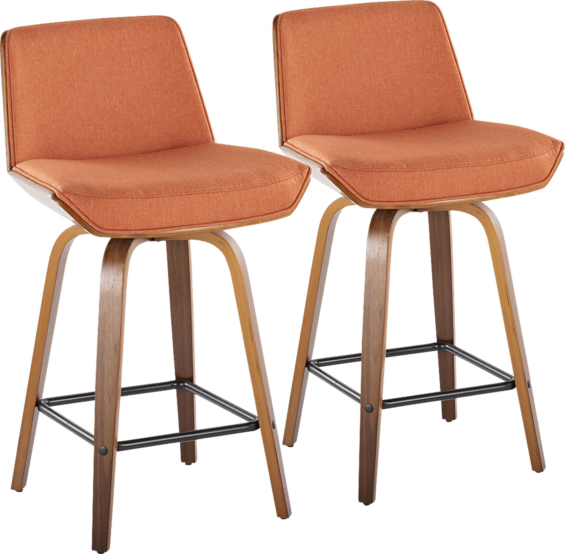 Murpolk Orange Swivel Counter Height Stool, Set of 2 - Image 1