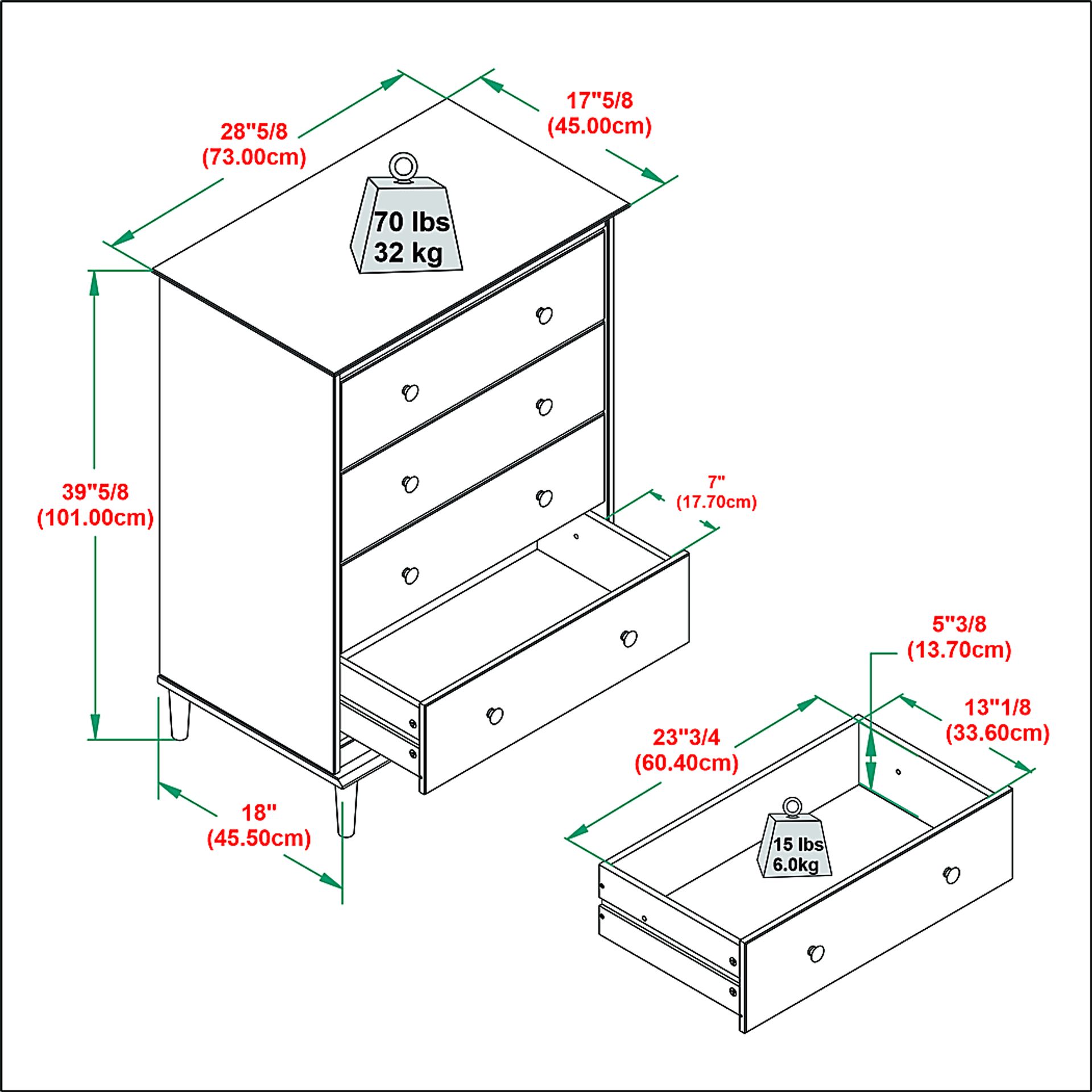 Murrell Walnut 4 Drawer Dresser - Image 8