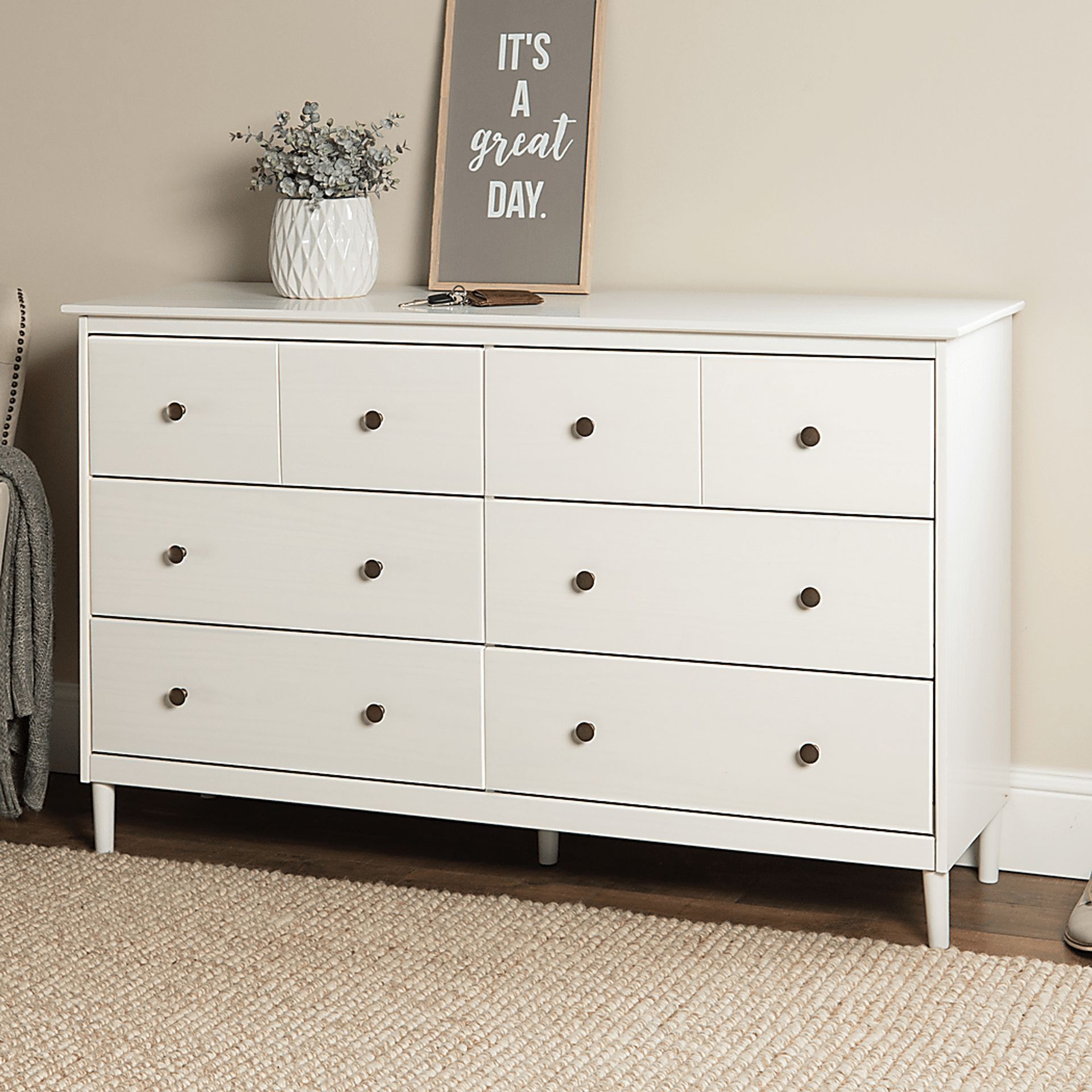 Murrell White 6 Drawer Dresser - Image 4