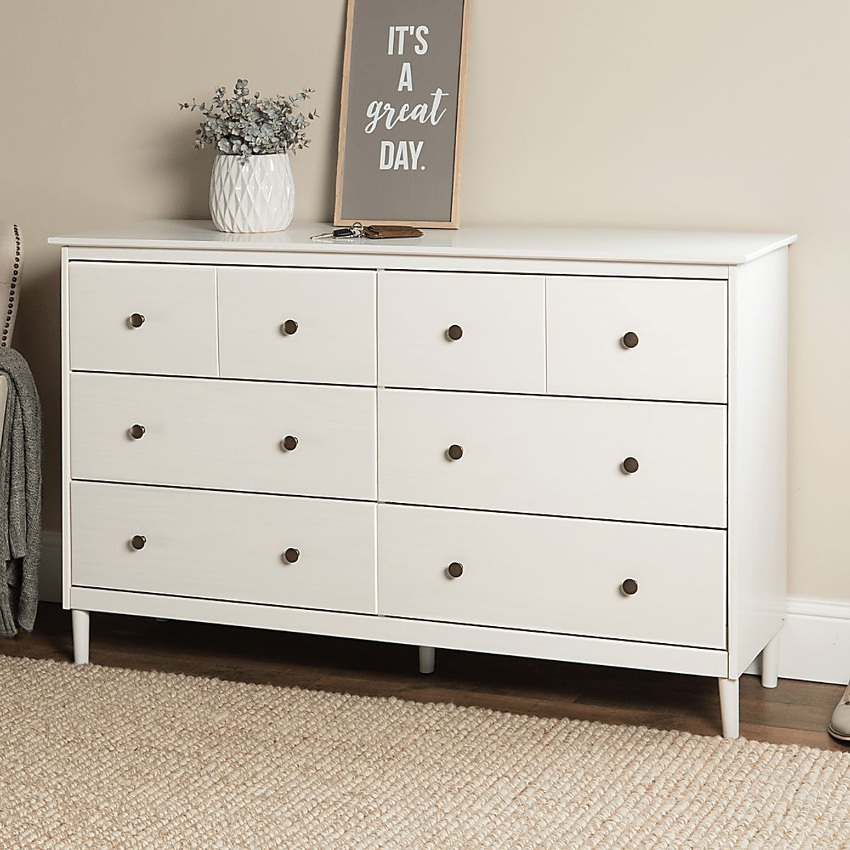 white christmas dresses 6 Drawers,Modern Wooden White Tall Dressers for Bedroom and Closet main image 0
