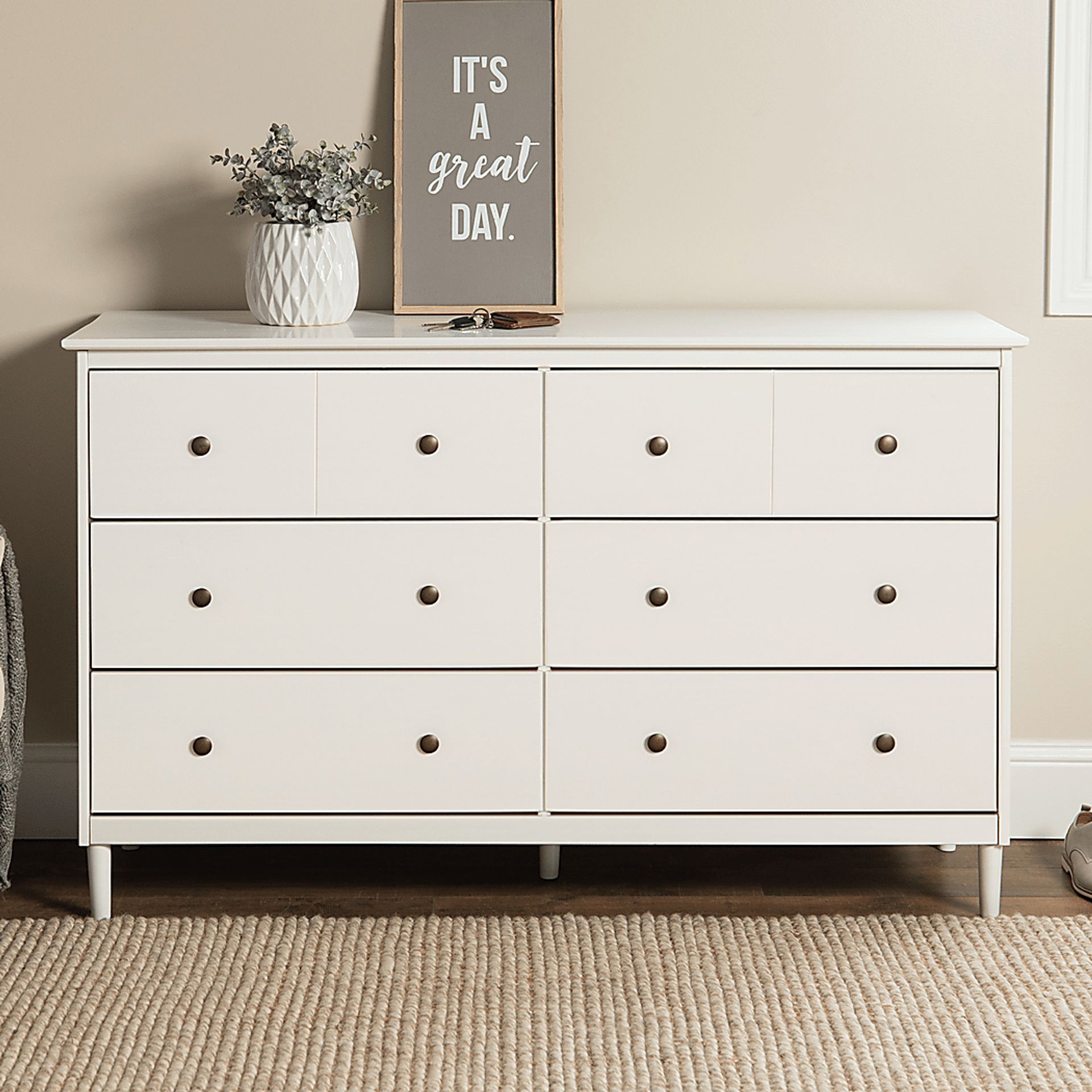 Murrell White 6 Drawer Dresser - Image 5