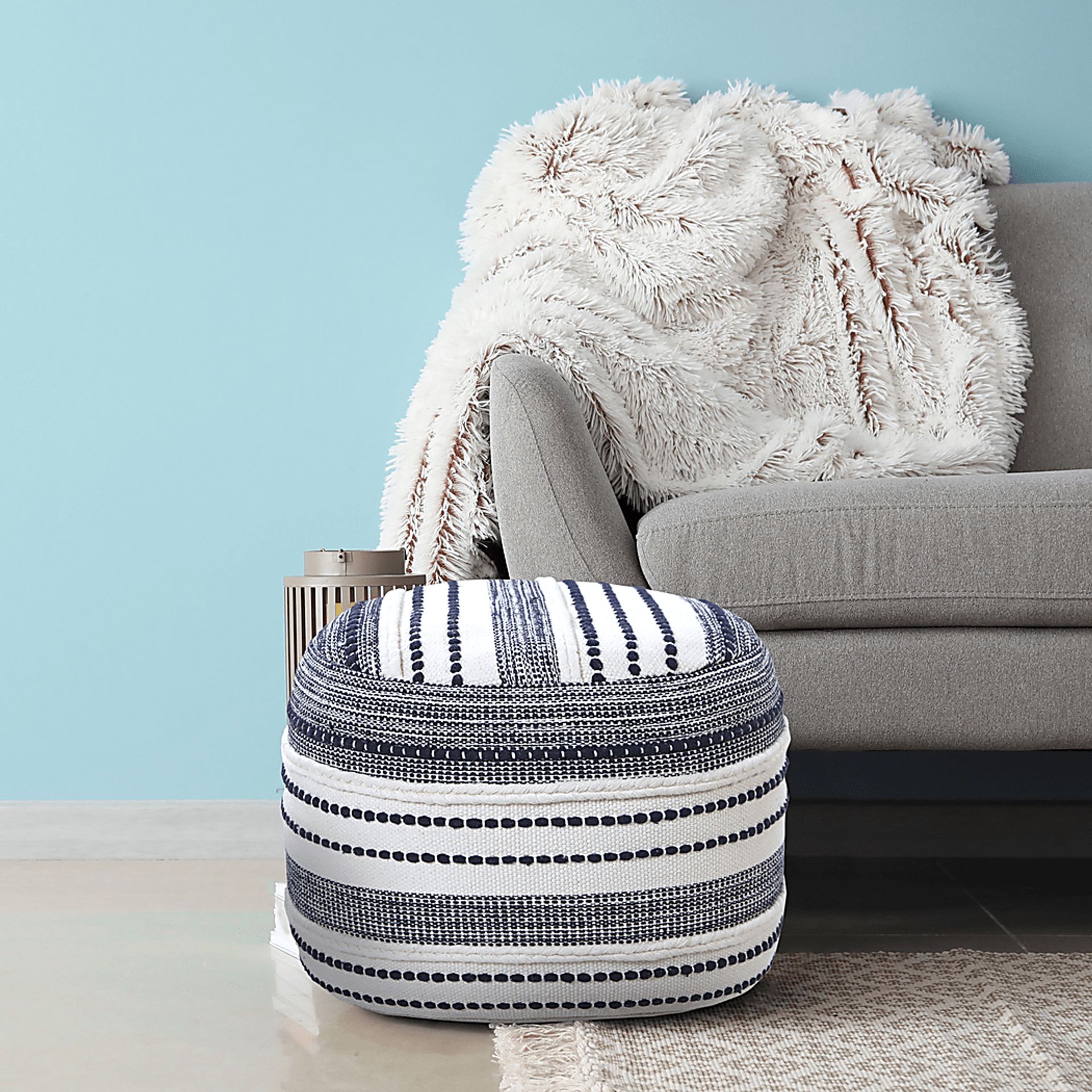 Mursili Navy/Ivory Pouf - Image 3