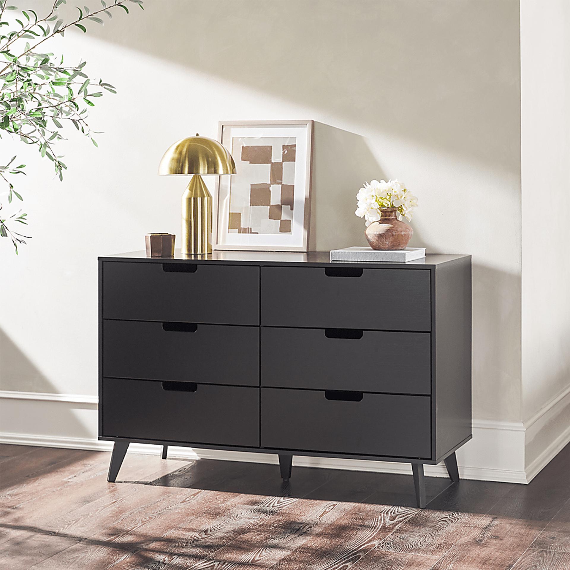 Black Dresser: 6,8,9 Drawer Double Dressers