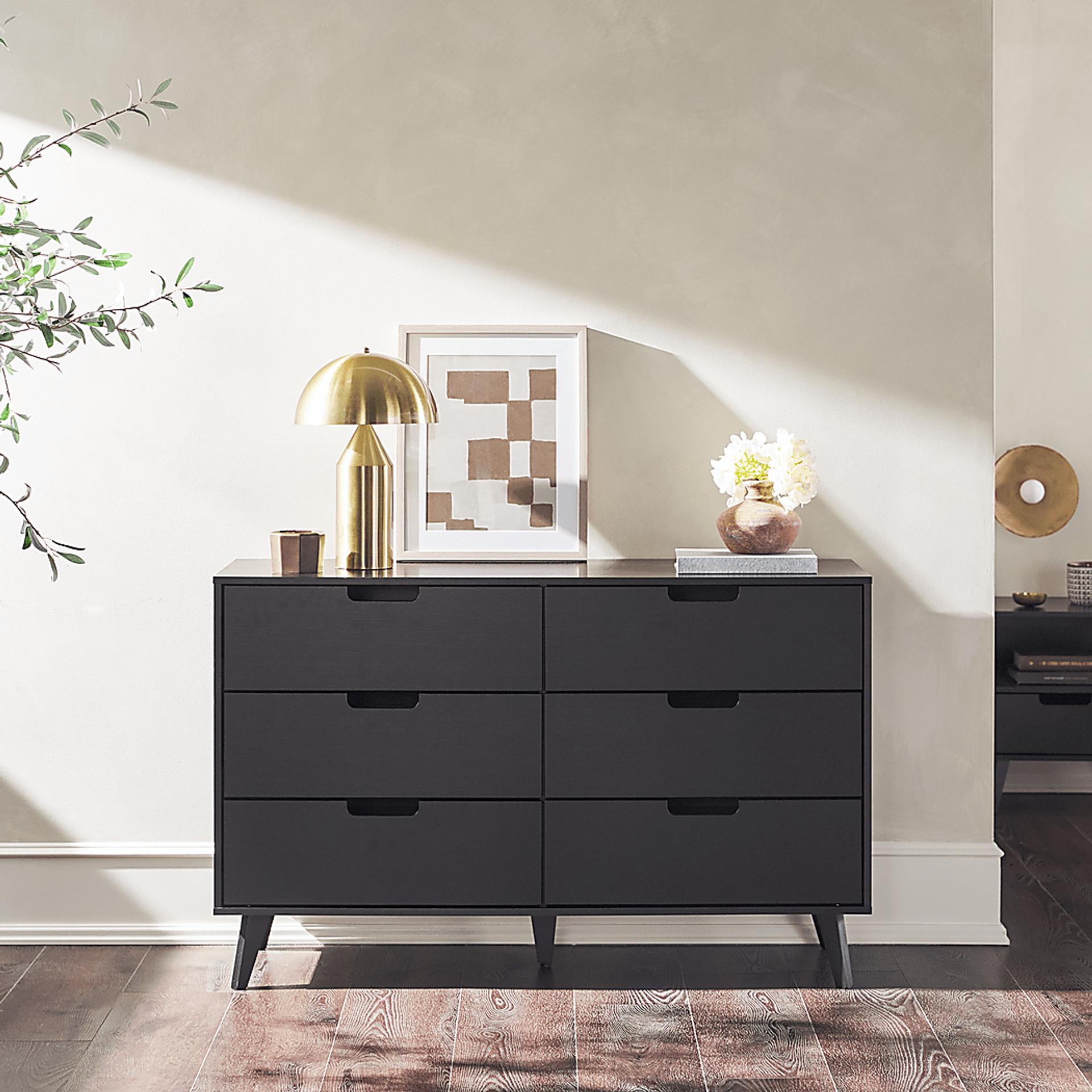 Black Dresser: 6,8,9 Drawer Double Dressers