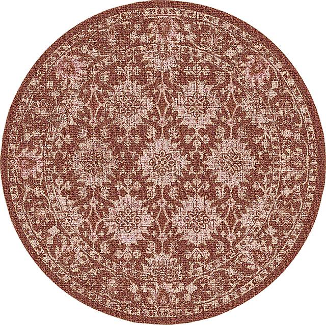 Musvista Red 7'10 Round Indoor/Outdoor Rug - Thumbnail - Image 1