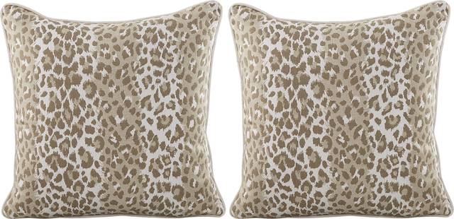 Muzette Leopard Indoor/Outdoor Accent Pillow, Set of Two - Thumbnail - Image 1