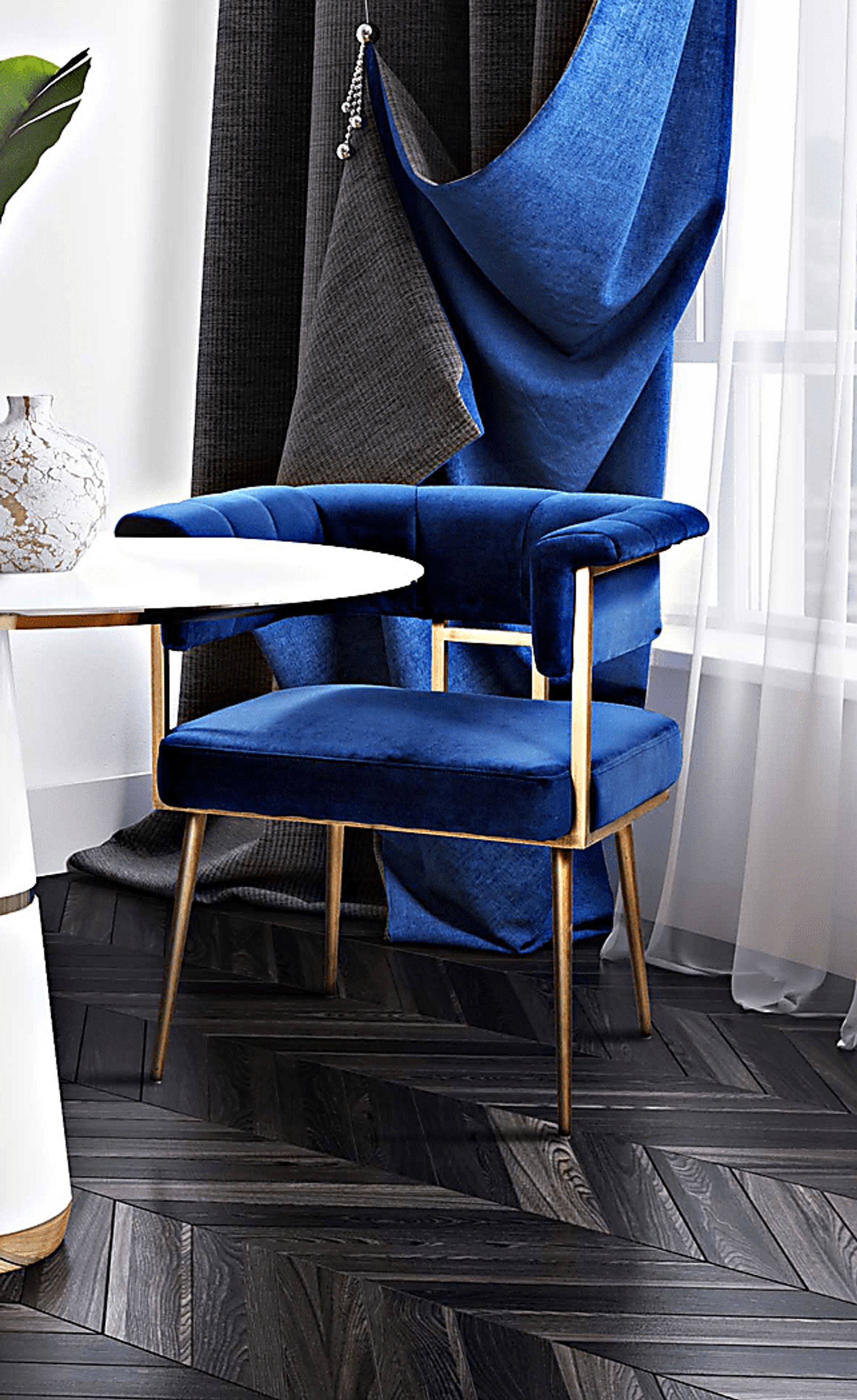 Myriah Navy Arm Chair - Image 7