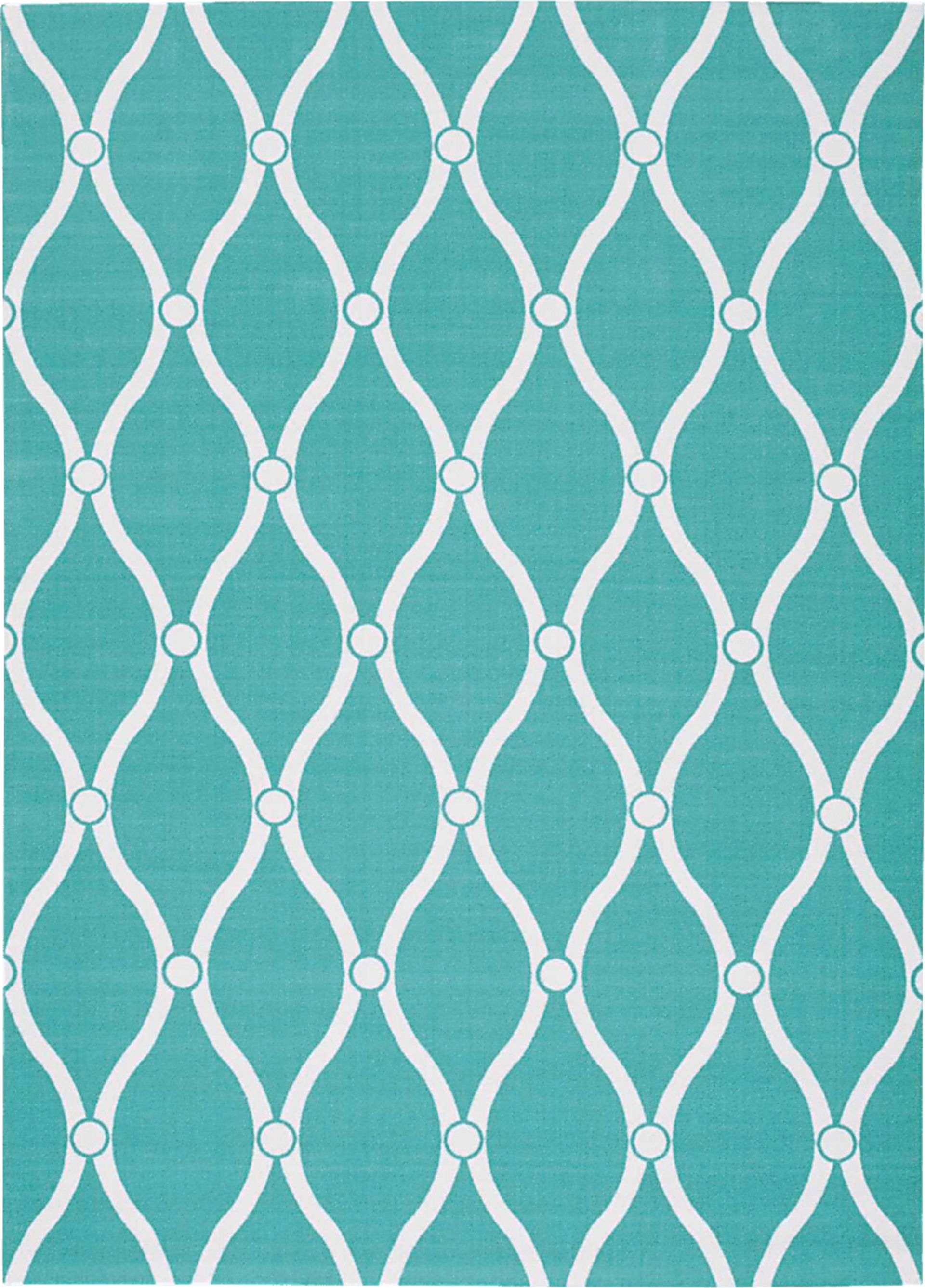 Nabella Aqua 5' x 8' Indoor/Outdoor Rug - Image 1