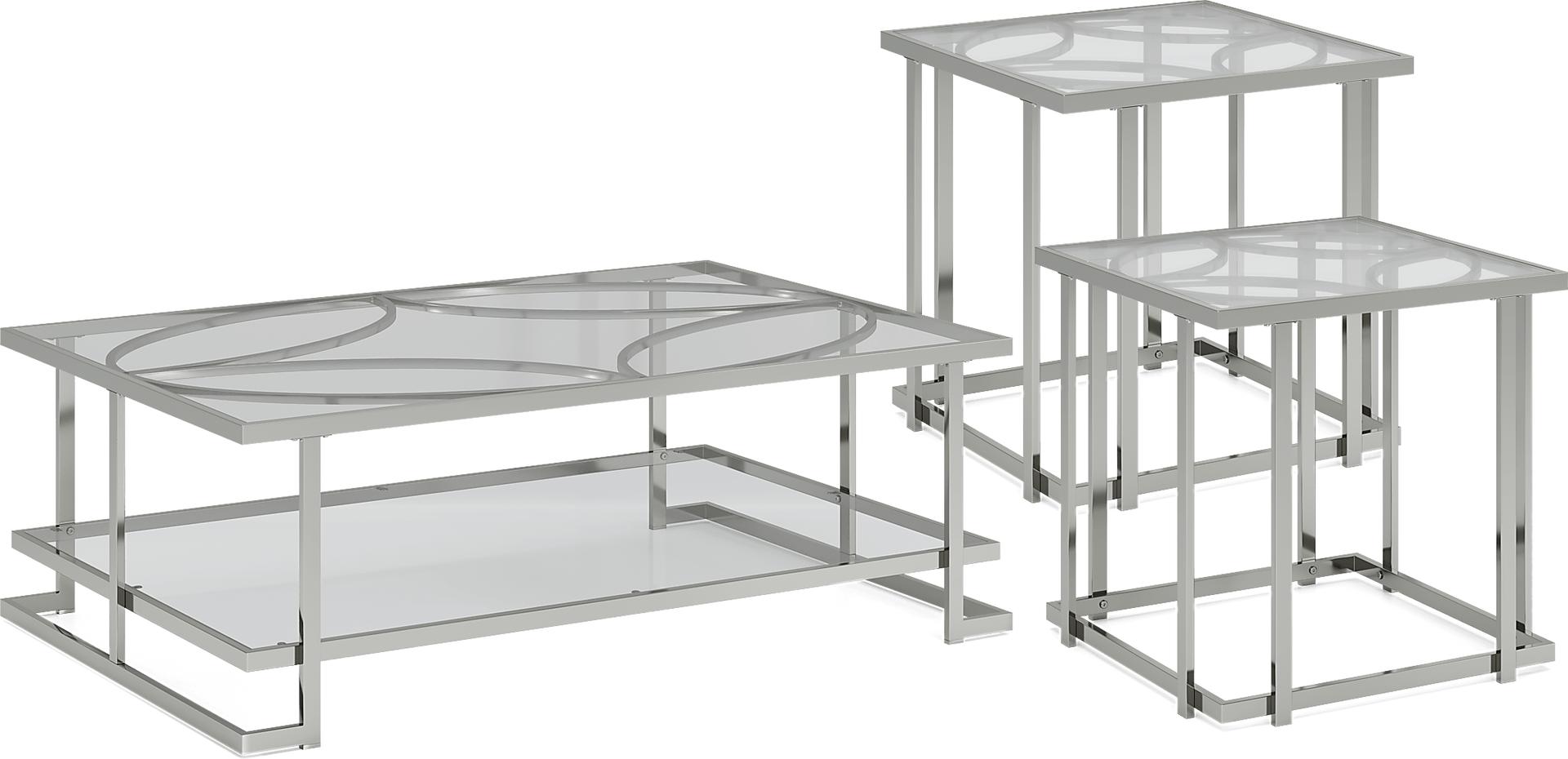 Nadine Silver 3 Pc Table Set