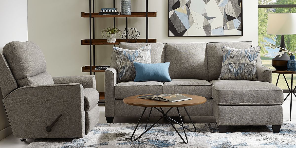 Nadler Gray Chenille Fabric Sectional Rooms To Go